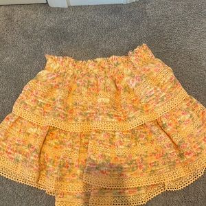Aerie Ruffle Orange Floral Skirt Women’s Size M